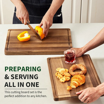24"x18" Bamboo Cutting Boards for Kitchen, Extra Large Wood Cutting Board with Deep Juice Groove & Handle, Over the Sink Chopping Board, Reversible Butcher Block for Meat Turkey Vegetables BBQ