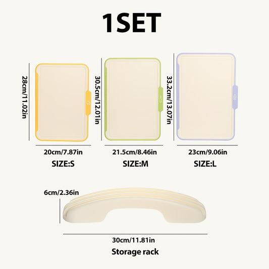 1pc/3pcs/1set Plastic Cutting Board, Colorful Fruit and Vegetable Cutting Board, with Base, Scaled Cutting Board Kitchen Gadgets Large, Medium and Small Size Cutting Boards Classified Use is More Worry-free, Non-slip Cooking Vegetable and Meat Cutting Boa