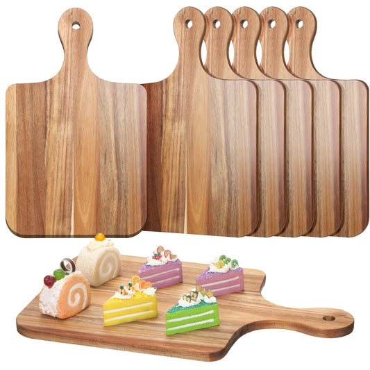 6pcs Cutting Board Bulk Kitchen Thicken Chopping Board with Handles Wooden Charcuterie Serving Board Blank Wood Boards for Engraving Wedding Housewarming (16 x 10 Inch Acacia Wood)