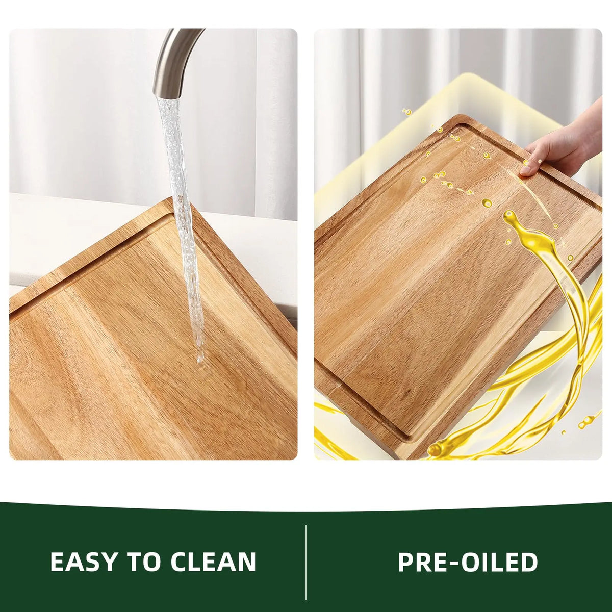 24"x18" Bamboo Cutting Boards for Kitchen, Extra Large Wood Cutting Board with Deep Juice Groove & Handle, Over the Sink Chopping Board, Reversible Butcher Block for Meat Turkey Vegetables BBQ