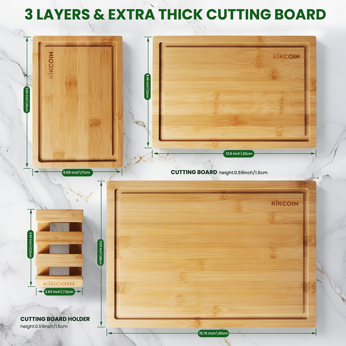 4pcs Oversized Bamboo Cutting Board, Equipped With Cutting Board Rack, Kitchen Gadgets, Juice Groove, Knife Friendly, Multifunctional Board, The Best Gift For Family, Friends And Relative. Memorial Day, Spring Essentials, Mother'S Day Gift