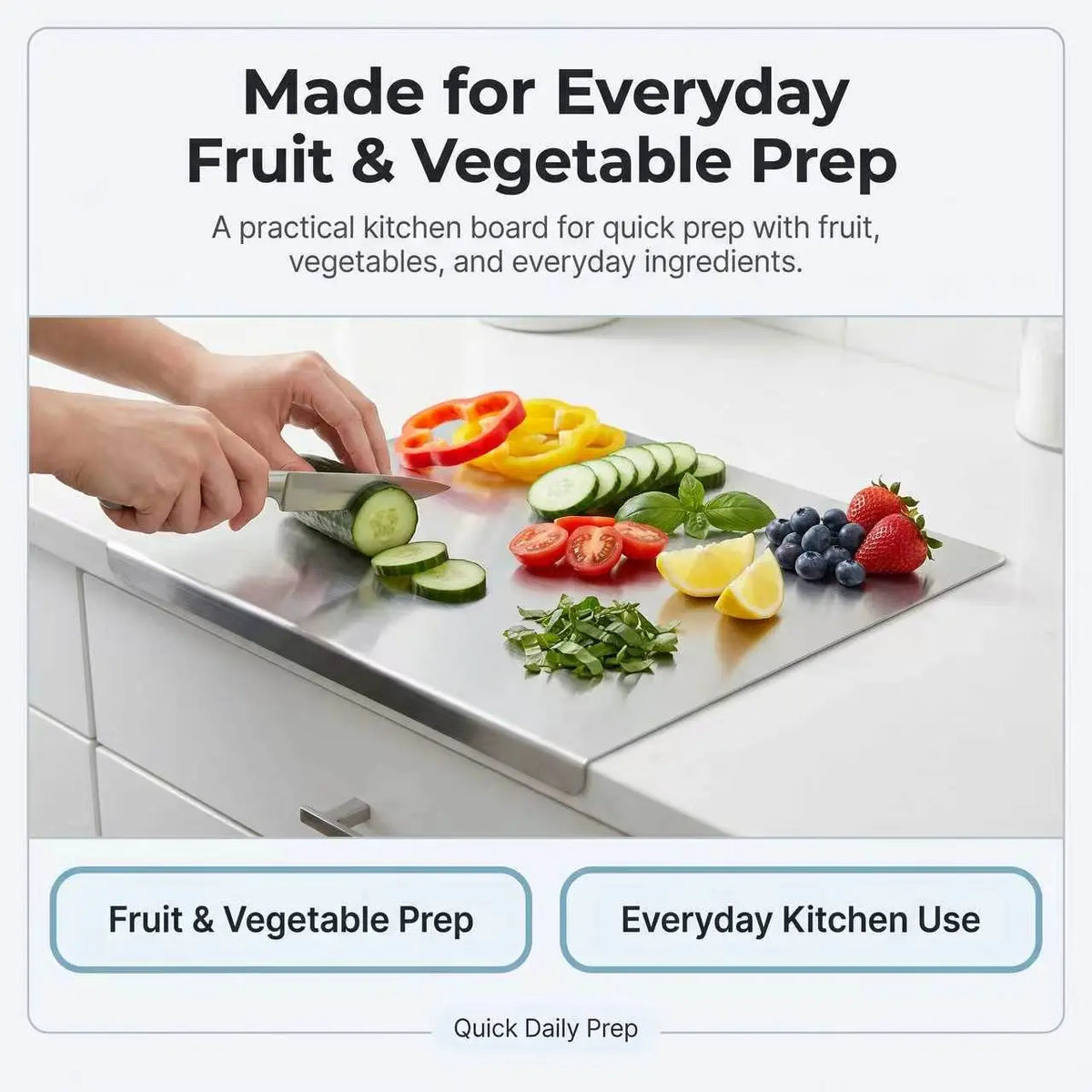 NULAS Engraved Large Rectangular Stainless Steel Chopping Board (15.7x19.69in) - L-Shaped Edge, Heavy-Duty Kitchen Mat, Manual Engraving, Dicing Use, Dishwasher Safe, Easy to Clean, Durable Holiday Gift for Home Cooks