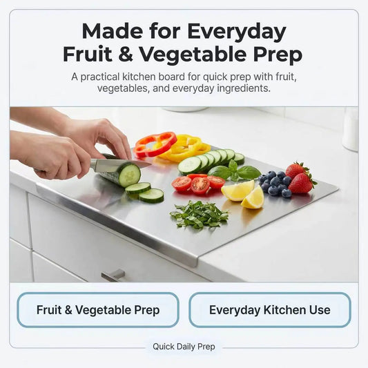 NULAS Engraved Large Rectangular Stainless Steel Chopping Board (15.7x19.69in) - L-Shaped Edge, Heavy-Duty Kitchen Mat, Manual Engraving, Dicing Use, Dishwasher Safe, Easy to Clean, Durable Holiday Gift for Home Cooks