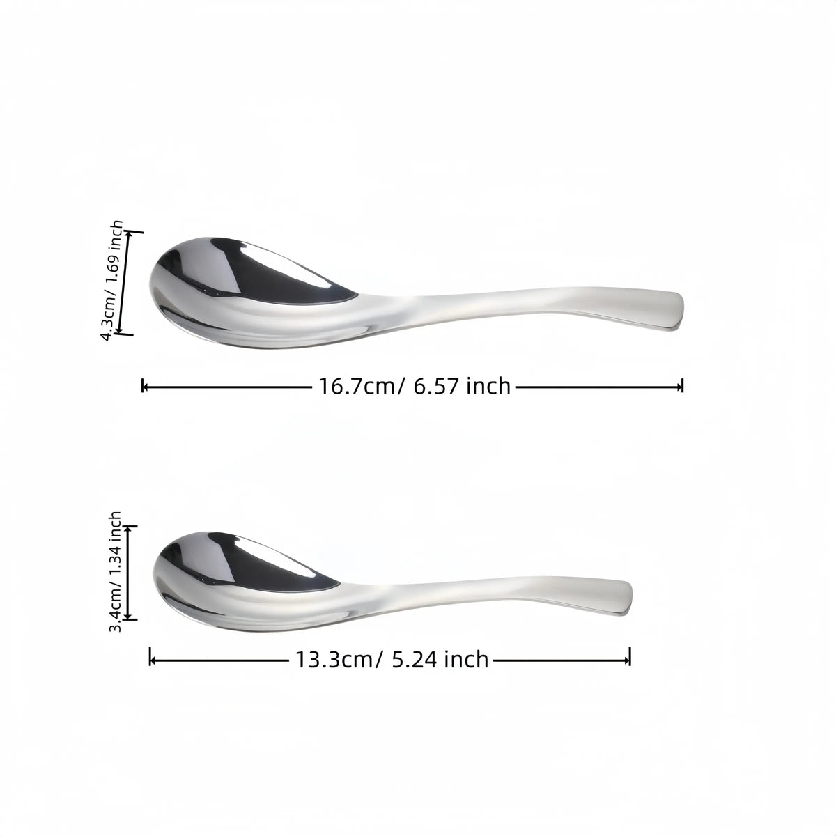 4-Piece Set 304 Stainless Steel Earl Soup Spoon, Thick Baby Soup Spoon, Court Round Spoon with Long Handle, Suitable for Home and Hotel Use, Soup Spoons Stainless Steel