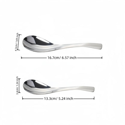 4-Piece Set 304 Stainless Steel Earl Soup Spoon, Thick Baby Soup Spoon, Court Round Spoon with Long Handle, Suitable for Home and Hotel Use, Soup Spoons Stainless Steel