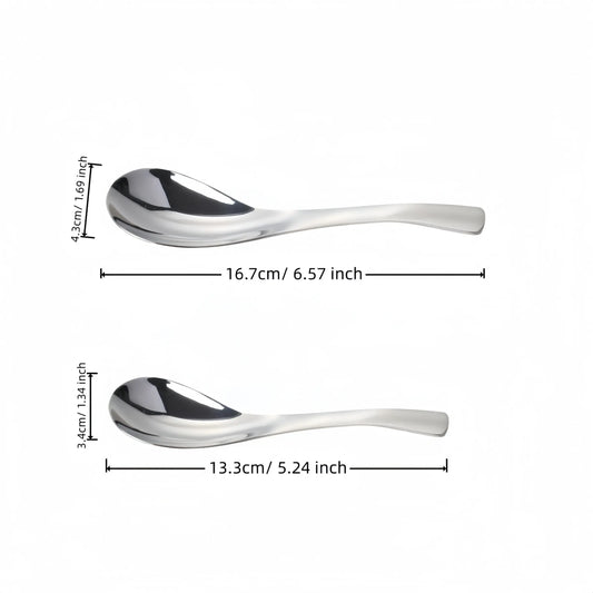 4-Piece Set 304 Stainless Steel Earl Soup Spoon, Thick Baby Soup Spoon, Court Round Spoon with Long Handle, Suitable for Home and Hotel Use, Soup Spoons Stainless Steel