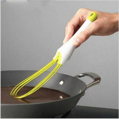 Kitchen Twist Whisk,  Plastic Flat Balloon Whisk Thick Wire Egg Frother Beater Non Stick Cookware For Cooking Blending Whisking Stirring-green