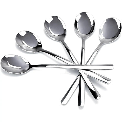 Set of 5  Korean Soup Spoons, 8 Inch 18/10 Stainless Steel Long Handle Rice and  Spoon for Home, Kitchen, Restaurant, Cafe, Dishwasher Safe