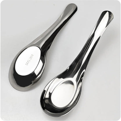 5 count 6" Stainless Steel Soup Spoons, Mirror Polished Long Handle Ramen Spoons for Bouillon Dessert Cereal Wonton Thai Miso Udon