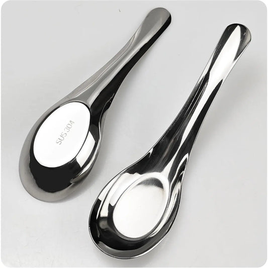 5 count 6" Stainless Steel Soup Spoons, Mirror Polished Long Handle Ramen Spoons for Bouillon Dessert Cereal Wonton Thai Miso Udon