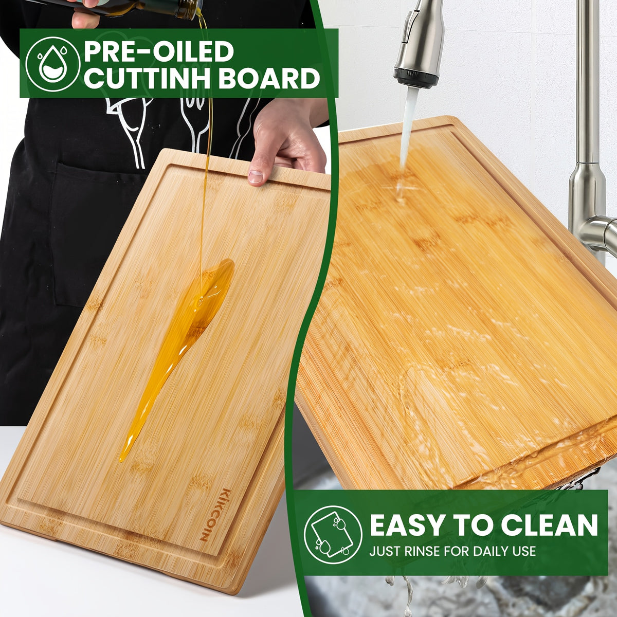 4pcs Oversized Bamboo Cutting Board, Equipped With Cutting Board Rack, Kitchen Gadgets, Juice Groove, Knife Friendly, Multifunctional Board, The Best Gift For Family, Friends And Relative. Memorial Day, Spring Essentials, Mother'S Day Gift