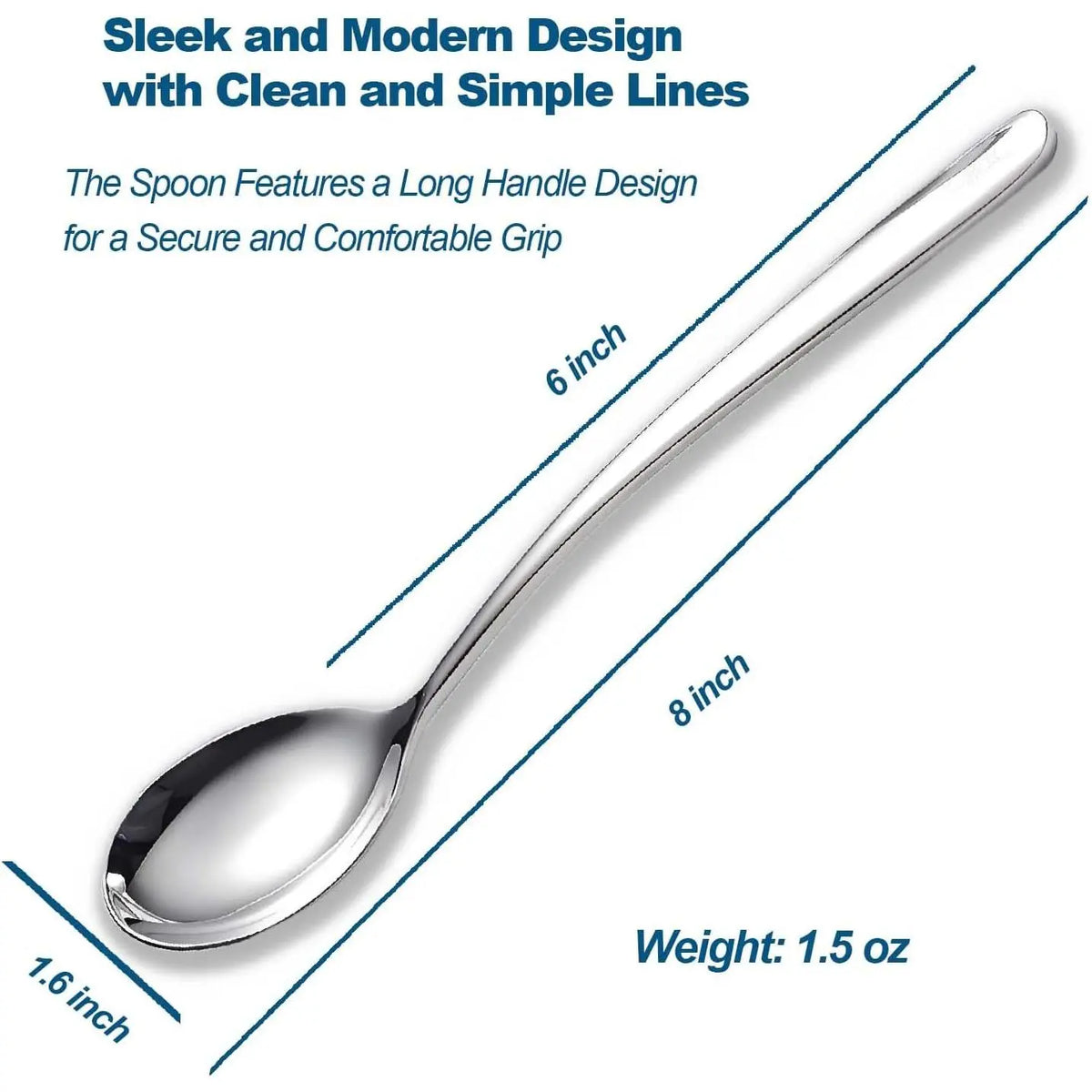 Set of 5  Korean Soup Spoons, 8 Inch 18/10 Stainless Steel Long Handle Rice and  Spoon for Home, Kitchen, Restaurant, Cafe, Dishwasher Safe