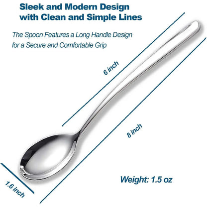 Set of 5  Korean Soup Spoons, 8 Inch 18/10 Stainless Steel Long Handle Rice and  Spoon for Home, Kitchen, Restaurant, Cafe, Dishwasher Safe