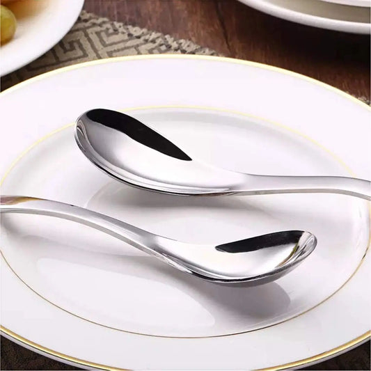 6- Heavy Weight Soup Spoons,Stainless Steel Soup Spoon with Short Handle for Ramen, Curry, Cereals