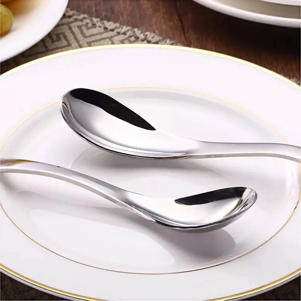 6- Heavy Weight Soup Spoons,Stainless Steel  Soup Spoon with  Short Handle for Ramen, Curry, Cereals