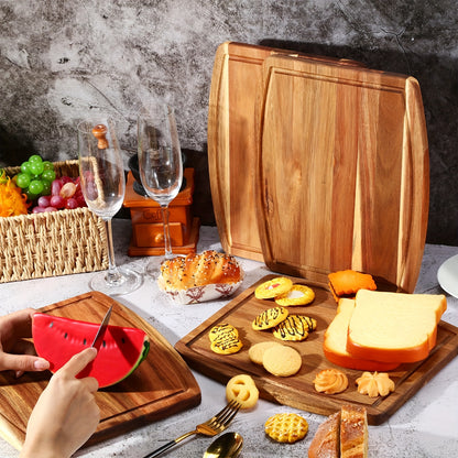 10/5pcs Acacia Wood Bulk Cutting Boards, 10/12in Wooden Chopping Boards with Groove for Housewarming Party Gifts, Christmas Gift Chopping Charcuterie Board Carving Tray, Wood Blanks for Crafts