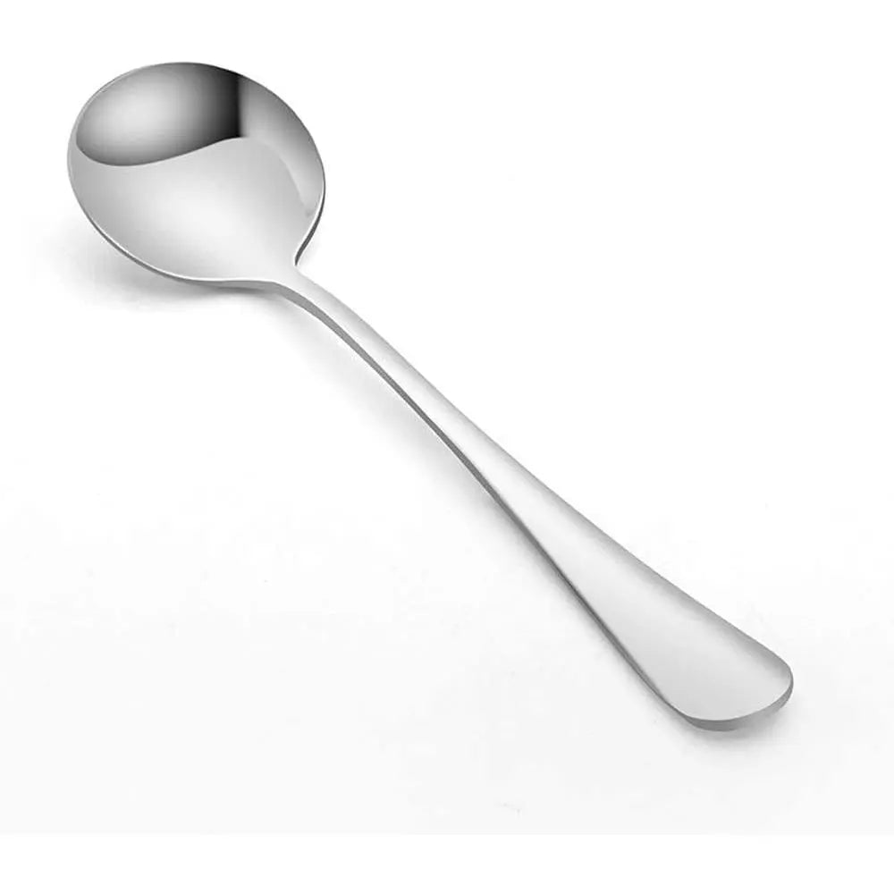 2 count Soup Spoon Round Stainless Steel Bouillon Spoons Round Spoons 6.7 inch