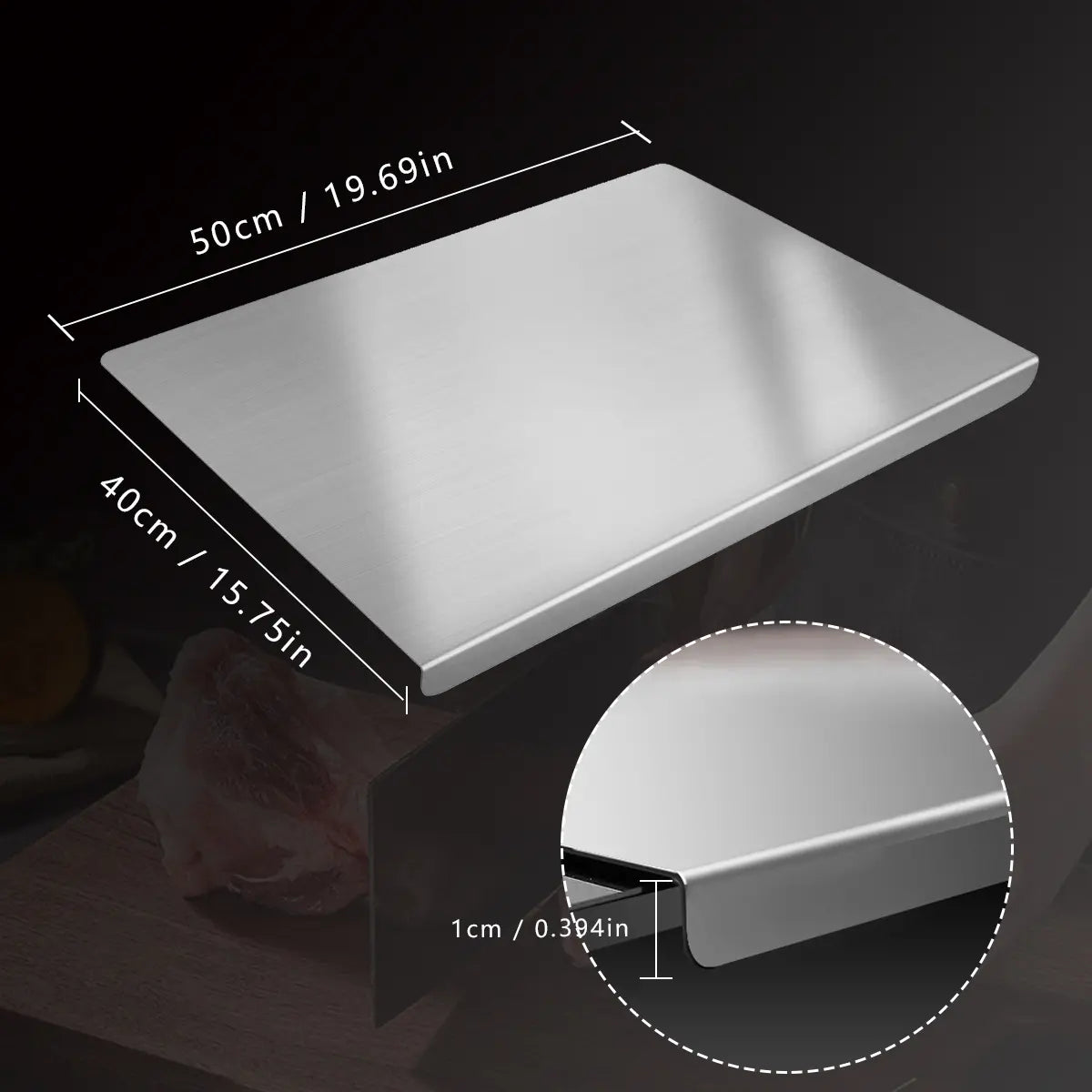Premium Stainless Steel Kitchen Cutting Board - Non-slip Rubber Base, Heavy Duty Versatile Kitchen Gadget for Family Meat & Vegetables, Thanksgiving Gift for Mothers