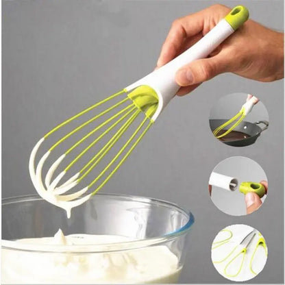 Kitchen Twist Whisk,  Plastic Flat Balloon Whisk Thick Wire Egg Frother Beater Non Stick Cookware For Cooking Blending Whisking Stirring-green