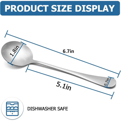 2 count Soup Spoon Round Stainless Steel Bouillon Spoons Round Spoons 6.7 inch