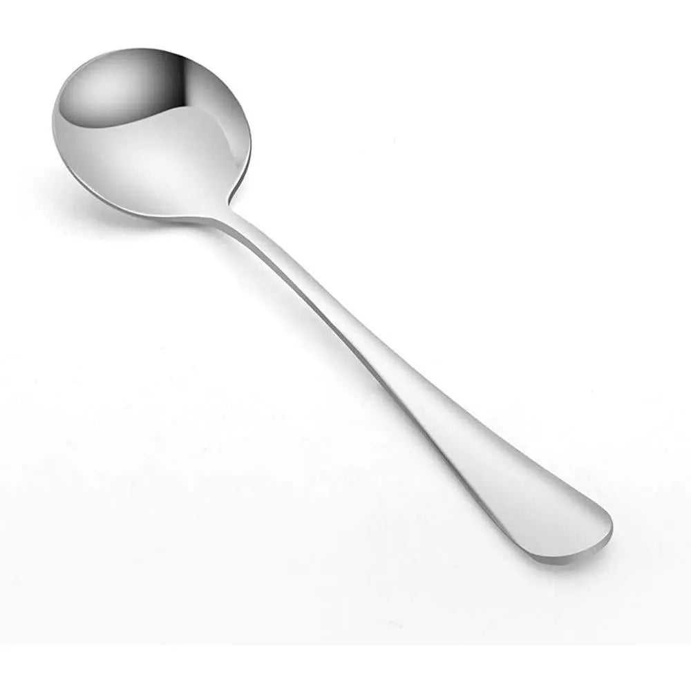 2 count Soup Spoon Round Stainless Steel Bouillon Spoons Round Spoons 6.7 inch