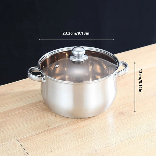 5-Piece Soup Pot Set, Stainless Steel Dual Handle, Includes Ladle, Tongs, Spoon Holder, Ideal for Ramen, Hotpot, Seafood, Dishwasher Safe, Stock Pot Set