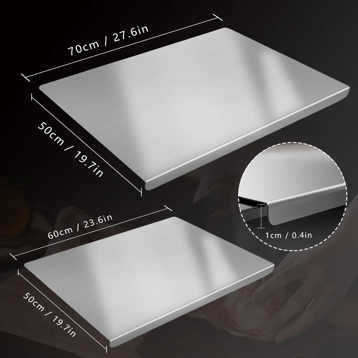 Stainless Steel Metal Chopping Board - Non-Slip Rectangle, Durable, Hygienic, Modern Design, Easy-Clean Surface Saves Prep Time, Stays Put Cutting, Wipes Clean Fast for Home & Pro Use (Home & Party Supplies Gift Option),sohochic