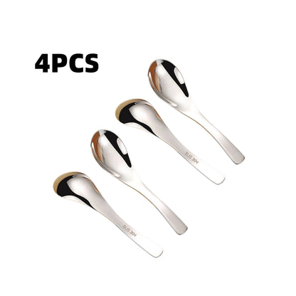 4-Piece Set 304 Stainless Steel Earl Soup Spoon, Thick Baby Soup Spoon, Court Round Spoon with Long Handle, Suitable for Home and Hotel Use, Soup Spoons Stainless Steel