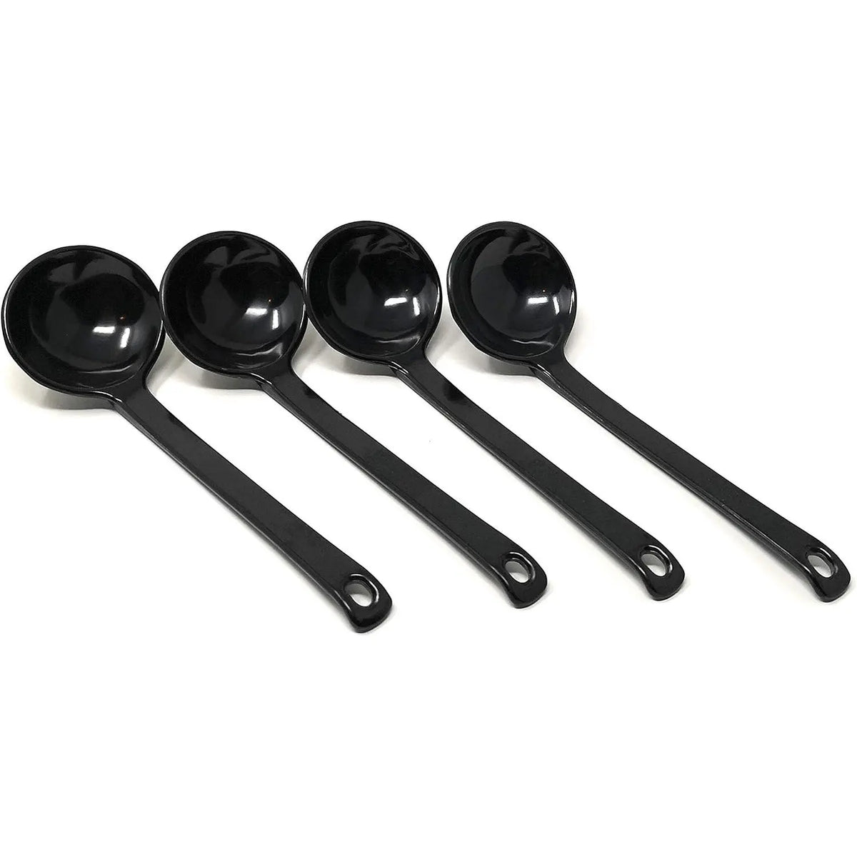 Black Melamine  Long Handle Spoons for Ramen, Soup, Hot Pot Eating, Mixing, Stirring 8.25 Inches (4 spoons)