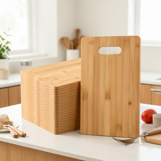 12pcs Wooden Cutting Boards Set with Handles Engraving Blanks Kitchen Serving Platter Bulk for Vegetables Meat Pizza Cheese (12 x 8 Inch Bamboo Wood)