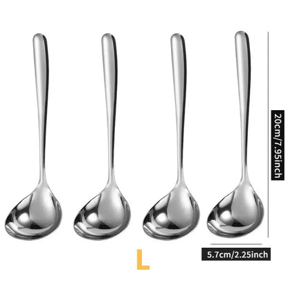 Stainless Steel Soup Spoon Set, 4 Counts Durable Long Handle Soup Spoon, Modern Kitchen Utensils Cooking Utensils for Home Kitchen Use Restaurant Dining Room Picnic Kitchenware Stainless Steel Kitchen Spoons